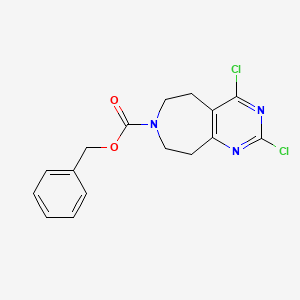 molecular formula C16H15Cl2N3O2 B582413 Benzyl 2,4-dichloro-8,9-dihydro-5H-pyrimido[4,5-D]azepine-7(6H)-carboxylate CAS No. 1207362-38-6