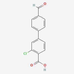 molecular formula C14H9ClO3 B582476 2-Chloro-4-(4-formylphenyl)benzoic acid CAS No. 1261946-48-8