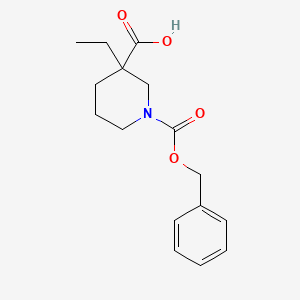 molecular formula C16H21NO4 B582563 1-Cbz-3-ethylpiperidine-3-carboxylic Acid CAS No. 1245808-57-4