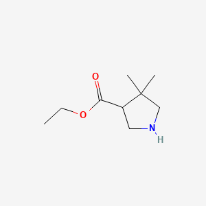 molecular formula C9H17NO2 B582565 4,4-二甲基吡咯烷-3-甲酸乙酯 CAS No. 1245649-01-7