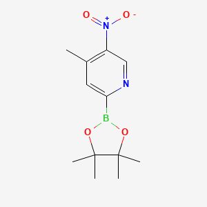 molecular formula C12H17BN2O4 B582572 4-Methyl-5-nitro-2-(4,4,5,5-tetramethyl-1,3,2-dioxaborolan-2-yl)pyridine CAS No. 1264292-75-2