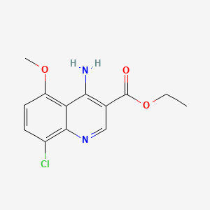 molecular formula C13H13ClN2O3 B582580 Ethyl 4-amino-8-chloro-5-methoxyquinoline-3-carboxylate CAS No. 1242260-35-0