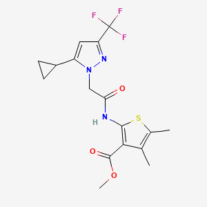 molecular formula C17H18F3N3O3S B5825828 METHYL 2-({2-[5-CYCLOPROPYL-3-(TRIFLUOROMETHYL)-1H-PYRAZOL-1-YL]ACETYL}AMINO)-4,5-DIMETHYL-3-THIOPHENECARBOXYLATE 