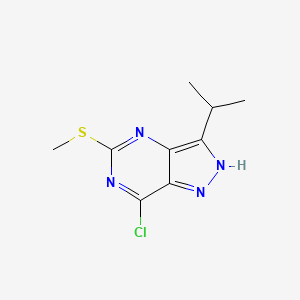 molecular formula C9H11ClN4S B582588 7-氯-3-异丙基-5-(甲硫基)-1H-吡唑并[4,3-d]嘧啶 CAS No. 1289139-31-6
