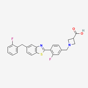 molecular formula C25H20F2N2O2S B582637 1-(3-Fluoro-4-(5-(2-fluorobenzyl)benzo[d]thiazol-2-yl)benzyl)azetidine-3-carboxylic acid CAS No. 1257093-40-5