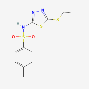 molecular formula C11H13N3O2S3 B5826407 N-[5-(ethylsulfanyl)-1,3,4-thiadiazol-2-yl]-4-methylbenzenesulfonamide 
