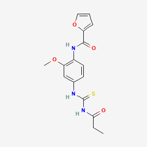 molecular formula C16H17N3O4S B5826427 N-(2-methoxy-4-{[(propionylamino)carbonothioyl]amino}phenyl)-2-furamide 