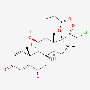 molecular formula C25H31ClF2O5 B582651 [(6S,8S,9R,10S,11S,13S,14S,16R,17R)-17-(2-Chloroacetyl)-6,9-difluoro-11-hydroxy-10,13,16-trimethyl-3-oxo-6,7,8,11,12,14,15,16-octahydrocyclopenta[a]phenanthren-17-yl] propanoate CAS No. 64272-26-0