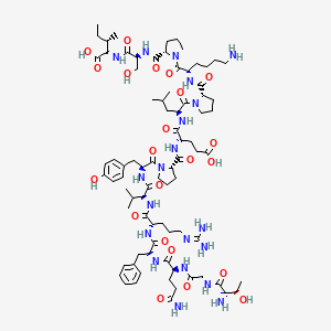 molecular formula C81H126N20O22 B582667 L-Threonylglycyl-L-glutaminyl-L-phenylalanyl-N~5~-(diaminomethylidene)-L-ornithyl-L-valyl-L-tyrosyl-L-prolyl-L-alpha-glutamyl-L-leucyl-L-prolyl-L-lysyl-L-prolyl-L-seryl-L-isoleucine CAS No. 145204-53-1