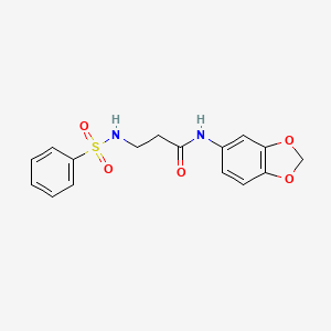 molecular formula C16H16N2O5S B5826792 N-1,3-benzodioxol-5-yl-N~3~-(phenylsulfonyl)-beta-alaninamide 