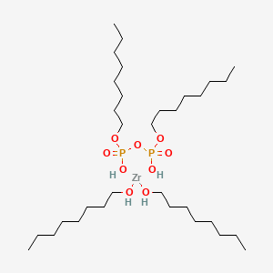 molecular formula C32H72O9P2Zr B582714 Zirconium, [dioctyldiphosphonato(2-)-kappaO,kappaO']bis(1-octanolato)- CAS No. 147129-85-9