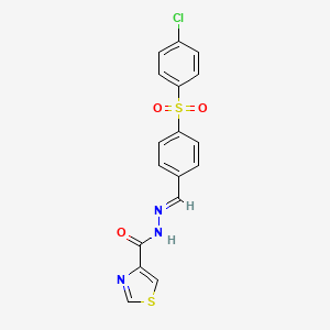 molecular formula C17H12ClN3O3S2 B5827198 N-[(E)-[4-(4-chlorophenyl)sulfonylphenyl]methylideneamino]-1,3-thiazole-4-carboxamide 