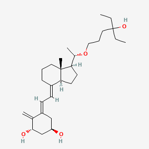 molecular formula C29H48O4 B582723 (1R,3S,5E)-5-[(2E)-2-[(1S,3aS,7aS)-1-[(1S)-1-(4-ethyl-4-hydroxyhexoxy)ethyl]-7a-methyl-2,3,3a,5,6,7-hexahydro-1H-inden-4-ylidene]ethylidene]-4-methylidenecyclohexane-1,3-diol CAS No. 154461-85-5