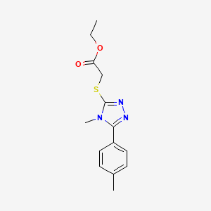 molecular formula C14H17N3O2S B5827266 ETHYL 2-{[4-METHYL-5-(4-METHYLPHENYL)-4H-1,2,4-TRIAZOL-3-YL]SULFANYL}ACETATE 
