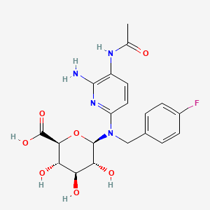 (2S,3S,4S,5R,6R)-6-[(5-acetamido-6-aminopyridin-2-yl)-[(4-fluorophenyl)methyl]amino]-3,4,5-trihydroxyoxane-2-carboxylic acid