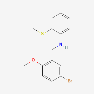 molecular formula C15H16BrNOS B5827945 N-[(5-bromo-2-methoxyphenyl)methyl]-2-methylsulfanylaniline 