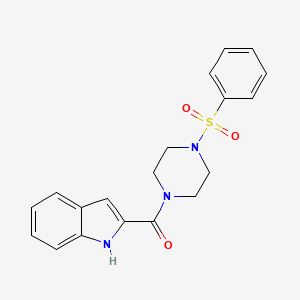 molecular formula C19H19N3O3S B5827962 2-[4-(benzenesulfonyl)piperazine-1-carbonyl]-1H-indole 