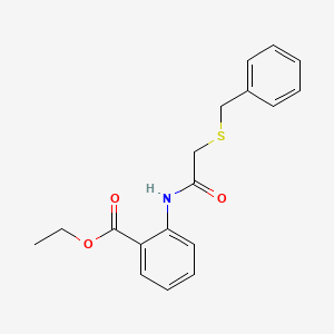 molecular formula C18H19NO3S B5828114 ethyl 2-{[(benzylthio)acetyl]amino}benzoate 