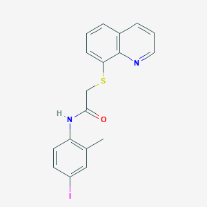 molecular formula C18H15IN2OS B5828790 N-(4-iodo-2-methylphenyl)-2-quinolin-8-ylsulfanylacetamide 