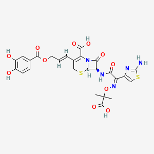 molecular formula C26H25N5O11S2 B582896 7-(2-(2-Aminothiazol-4-yl)-2-(1-carboxyl-1-methylethoxyimino)acetamido)-3-(3-(3,4-dihydroxybenzoyloxy)-1-propen-1-yl)-3-cephem-4-carboxylic acid CAS No. 141197-54-8