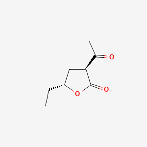 molecular formula C8H12O3 B582904 (3S,5R)-3-Acetyl-5-ethyldihydrofuran-2(3H)-one CAS No. 153655-38-0