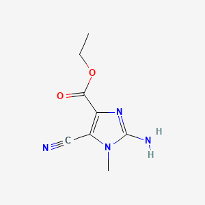 molecular formula C8H10N4O2 B582911 ethyl 2-amino-5-cyano-1-methyl-1H-imidazole-4-carboxylate CAS No. 146091-72-7