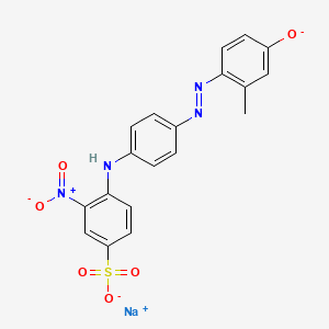 Benzenesulfonic acid, 4-((4-(2-(4-hydroxy-2-methylphenyl)diazenyl)phenyl)amino)-3-nitro-, sodium salt (1:2)