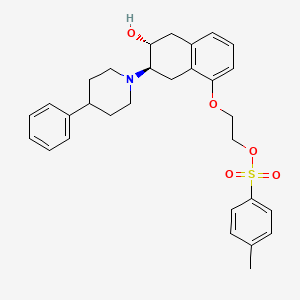 molecular formula C30H35NO5S B582930 (-)-(2R,3R)-trans-2-Hydroxy-3-(4-phenylpiperidino)-5-(2-tosyloxyethoxy)-tetralin CAS No. 153215-71-5