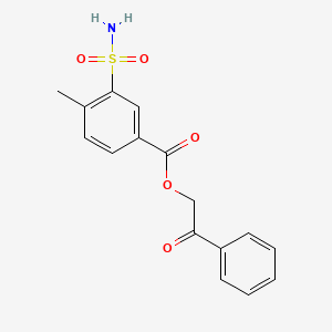 molecular formula C16H15NO5S B5829350 Phenacyl 4-methyl-3-sulfamoylbenzoate 