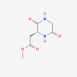 molecular formula C7H10N2O4 B582936 methyl 2-[(2R)-3,6-dioxopiperazin-2-yl]acetate CAS No. 144239-67-8