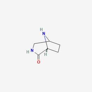 molecular formula C6H10N2O B582949 (1R)-3,8-diazabicyclo[3.2.1]octan-2-one CAS No. 143393-97-9