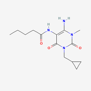 B582977 N-(6-Amino-3-(cyclopropylmethyl)-1-methyl-2,4-dioxo-1,2,3,4-tetrahydropyrimidin-5-yl)pentanamide CAS No. 143148-56-5