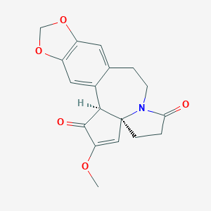molecular formula C18H17NO5 B058306 (2S,6S)-4-Methoxy-16,18-dioxa-10-azapentacyclo[11.7.0.02,6.06,10.015,19]icosa-1(20),4,13,15(19)-tetraene-3,9-dione CAS No. 114942-83-5