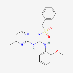 molecular formula C21H23N5O3S B5831548 N-{(E)-[(4,6-dimethylpyrimidin-2-yl)amino][(2-methoxyphenyl)amino]methylidene}-1-phenylmethanesulfonamide 