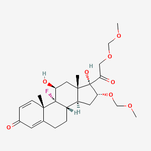 molecular formula C25H35FO8 B583174 (8S,9R,10S,11S,13S,14S,16R,17S)-9-Fluoro-11,17-dihydroxy-16-(methoxymethoxy)-17-[2-(methoxymethoxy)acetyl]-10,13-dimethyl-6,7,8,11,12,14,15,16-octahydrocyclopenta[a]phenanthren-3-one CAS No. 2822-16-4