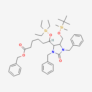 molecular formula C43H64N2O5Si2 B583176 Benzyl 6-[1,3-dibenzyl-5-[[tert-butyl(dimethyl)silyl]oxymethyl]-2-oxoimidazolidin-4-yl]-6-triethylsilyloxyhexanoate CAS No. 1796889-76-3