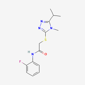 molecular formula C14H17FN4OS B5831894 N-(2-FLUOROPHENYL)-2-[(5-ISOPROPYL-4-METHYL-4H-1,2,4-TRIAZOL-3-YL)SULFANYL]ACETAMIDE 
