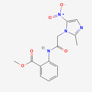 molecular formula C14H14N4O5 B5832587 Methyl 2-[[2-(2-methyl-5-nitroimidazol-1-yl)acetyl]amino]benzoate 