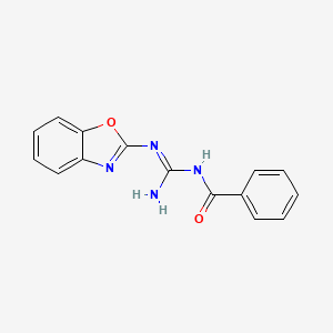 molecular formula C15H12N4O2 B5833057 N-[(E)-AMINO[(1,3-BENZOXAZOL-2-YL)AMINO]METHYLIDENE]BENZAMIDE 