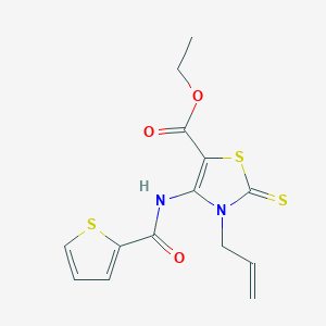 molecular formula C14H14N2O3S3 B5834567 ethyl 3-allyl-4-[(2-thienylcarbonyl)amino]-2-thioxo-2,3-dihydro-1,3-thiazole-5-carboxylate 