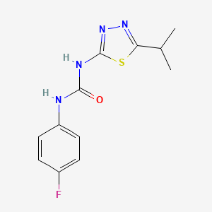 molecular formula C12H13FN4OS B5834673 N-(4-fluorophenyl)-N'-(5-isopropyl-1,3,4-thiadiazol-2-yl)urea 