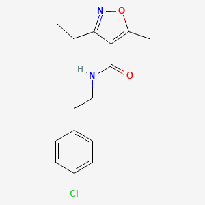 molecular formula C15H17ClN2O2 B5835247 N-[2-(4-CHLOROPHENYL)ETHYL]-3-ETHYL-5-METHYL-12-OXAZOLE-4-CARBOXAMIDE 