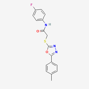 molecular formula C17H14FN3O2S B5835703 N-(4-fluorophenyl)-2-{[5-(4-methylphenyl)-1,3,4-oxadiazol-2-yl]sulfanyl}acetamide 