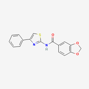 molecular formula C17H12N2O3S B5836036 N-(4-phenyl-1,3-thiazol-2-yl)-2H-1,3-benzodioxole-5-carboxamide 