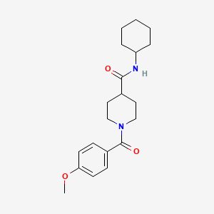 molecular formula C20H28N2O3 B5836484 N-cyclohexyl-1-[(4-methoxyphenyl)carbonyl]piperidine-4-carboxamide 