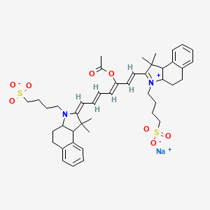 molecular formula C45H50N2O8S2 B583760 10-Acetoxy-1,1-bis(4-sulfobutyl)-4,5:4,5-dibenzo-3,3,3,3-tetramethylindatricarbocyanine betaine sodium salt CAS No. 155795-24-7