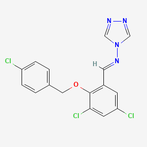 molecular formula C16H11Cl3N4O B5837792 (E)-1-[3,5-dichloro-2-[(4-chlorophenyl)methoxy]phenyl]-N-(1,2,4-triazol-4-yl)methanimine 