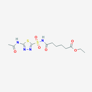 molecular formula C12H18N4O6S2 B058390 Acetazolamide adipate ethyl ester CAS No. 111261-83-7