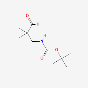 molecular formula C10H17NO3 B584113 tert-butyl N-[(1-formylcyclopropyl)methyl]carbamate CAS No. 153248-47-6