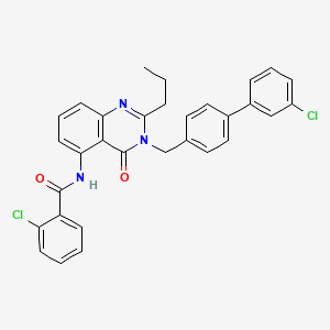 B584157 2-Chloro-N-[3-[[4-(3-chlorophenyl)phenyl]methyl]-4-oxo-2-propylquinazolin-5-yl]benzamide CAS No. 1797131-01-1